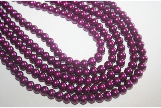 Perle in Vetro Viola Scuro Sfera 6mm - Filo 68pz