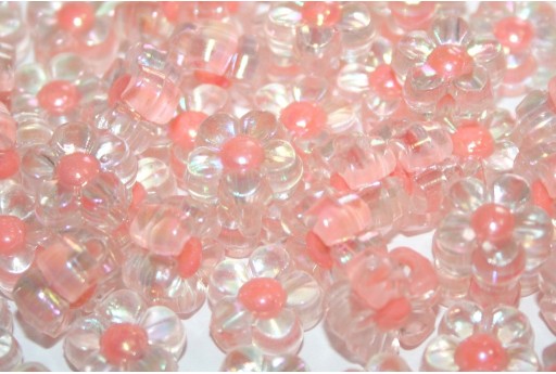 Perline in Acrilico Fiore - Salmone 12x12,5mm - 30pz