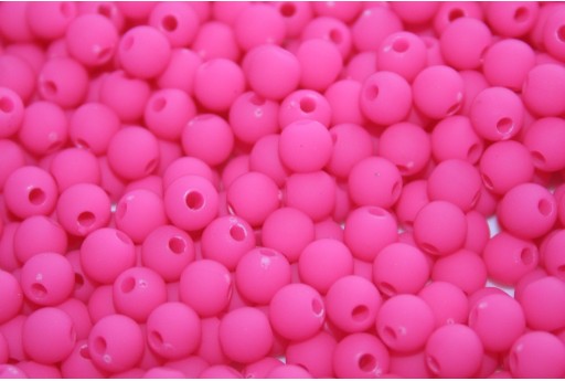 Acrylic Beads Frosted Fuchsia - Round 6mm - 60pcs