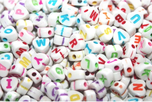 Acrylic Beads Heart Alphabet Mix Color 7X7,5mm - 26pz