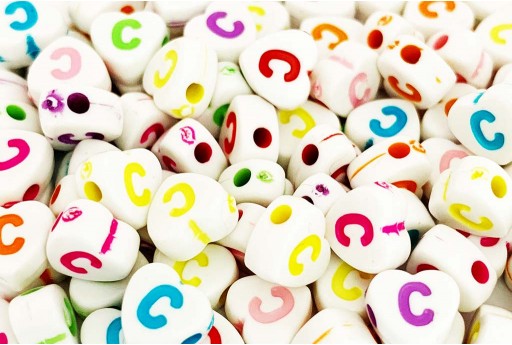 Acrylic Beads Heart Letter C Mix Color 7X7,5mm - 20pz