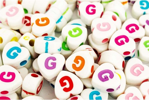 Acrylic Beads Heart Letter G Mix Color 7X7,5mm - 20pz