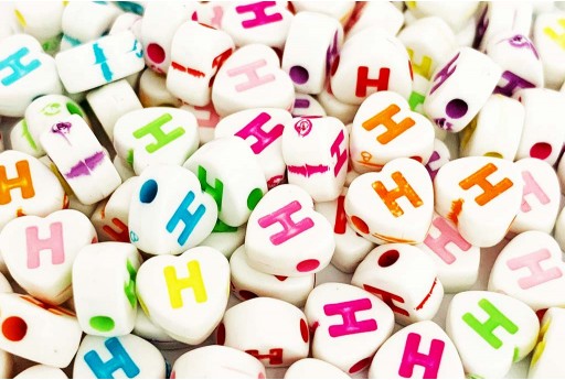 Acrylic Beads Heart Letter H Mix Color 7X7,5mm - 20pz