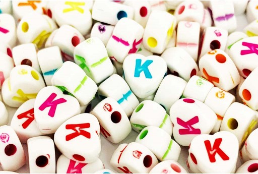 Acrylic Beads Heart Letter K Mix Color 7X7,5mm - 20pz