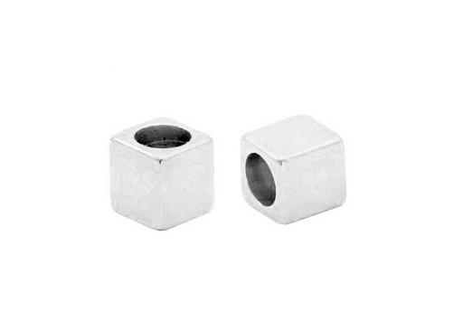 Zamak Cube Bead - Silver 5x5mm - 6pcs