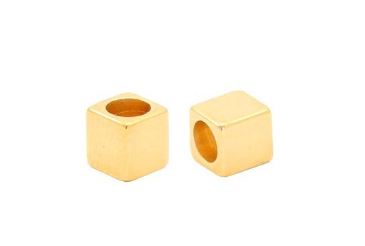 Perlina Cubo - Oro 5x5mm - 6pz