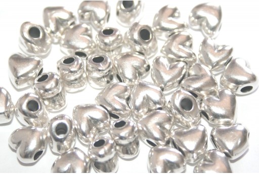 Zamak Heart Bead - Silver 7x8mm - 4pcs