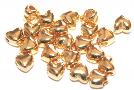 Zamak Heart Bead - Gold 7x8mm - 4pcs