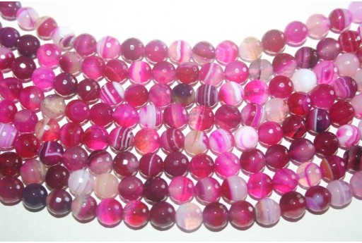 Agate Beads Fuchsia Faceted Sphere 8mm - 5pcs
