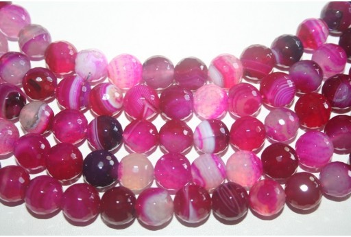 Agate Beads Fuchsia Faceted Sphere 12mm - 32pcs