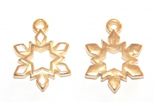 Metal Charms Christmas Snowflake - Gold White 12,5x17,4mm - 2pcs