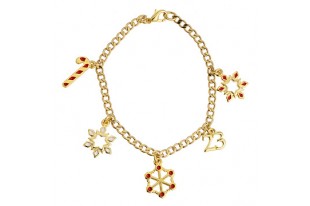 Metal Charms Christmas Snowflake - Gold White 12,5x17,4mm - 2pcs