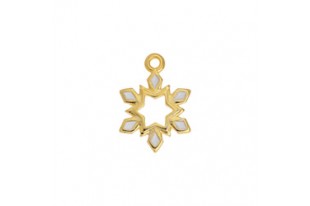 Metal Charms Christmas Snowflake - Gold White 12,5x17,4mm - 2pcs