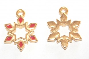 Charms di Natale Fiocco di Neve - Oro Rosso 12,5x17,4mm - 2pz
