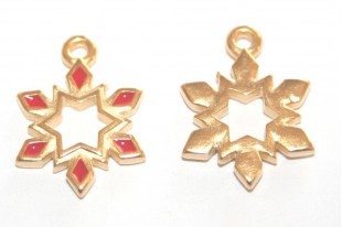 Charms di Natale Fiocco di Neve - Oro Rosso 12,5x17,4mm - 2pz