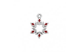 Charms di Natale Fiocco di Neve - Argento Rosso 12,5x17,4mm - 2pz