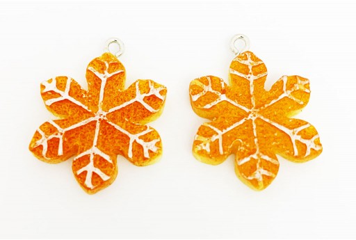 Resin Christmas Pendant - Snowflake 29x24mm - 2pcs