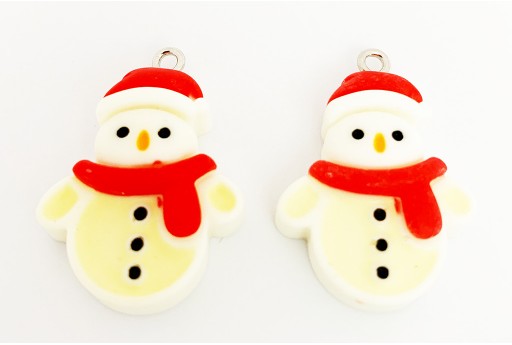 Resin Christmas Pendant - Snowman 29x21mm - 2pcs