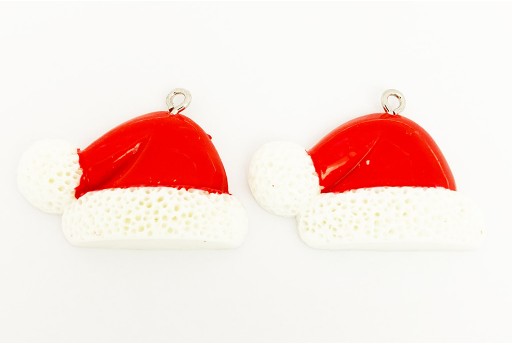 Resin Pendant - Christmas Hat 34x23mm - 2pcs