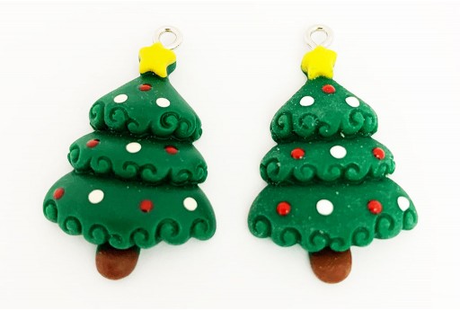 Resin Pendant - Christmas Tree 32x20mm - 2pcs