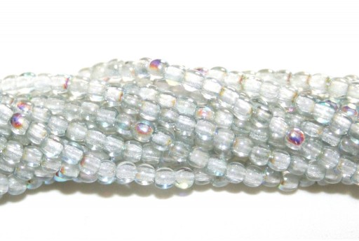 Glass Pressed Beads Crystal Blue Rainbow 2mm - 150pcs
