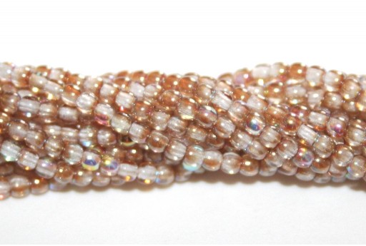 Glass Pressed Beads Crystal Brown Rainbow 2mm - 150pcs