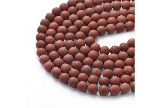 Red Stone Jasper Matte Round 8mm - 44pcs