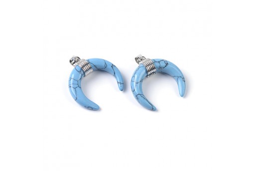 Synthetic Turquoise Horn Pendant 27x30mm - 1pc