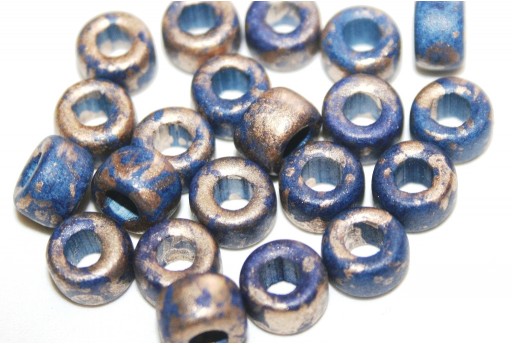 Ceramic Beads Rondelle - Blue Oro 8x5mm - 8pcs