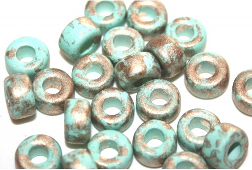 Ceramic Beads Rondelle - Green Gold 8x5mm - 8pcs