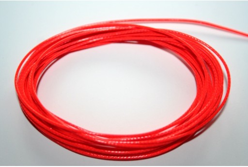 Red Neon Orange Waxed Polyester Cord 1,5mm - 12m