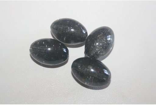 Perline Acrilico Nero Glitter Ovalina 20x13mm - 12pz