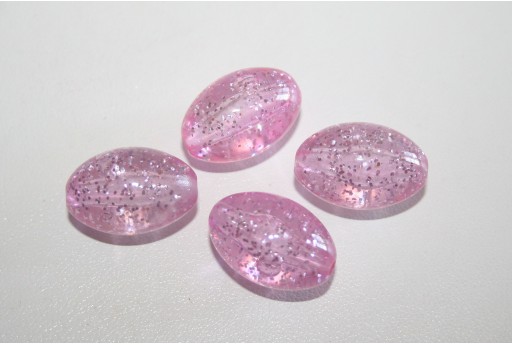 Perline Acrilico Rosa Glitter Ovalina 20x13mm - 12pz