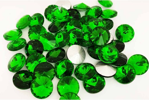 Glass Cabochon Crystal Round Green Medium 12mm - 4pcs