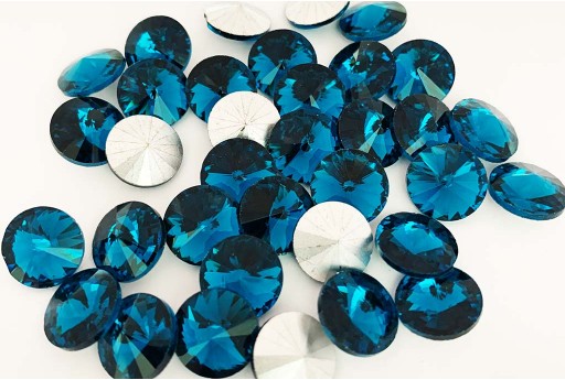 Glass Cabochon Crystal Round Blue Medium 12mm - 4pcs