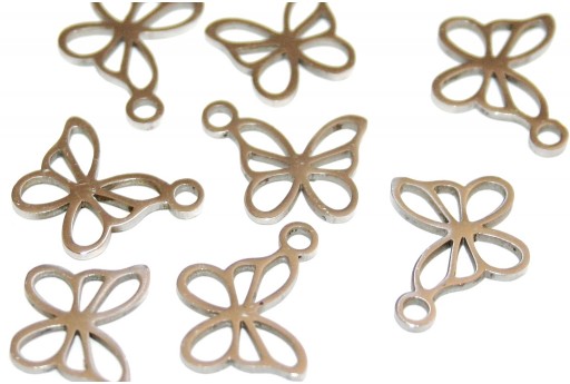 Stainless Steel Butterfly Charms 10x12mm - 2pcs