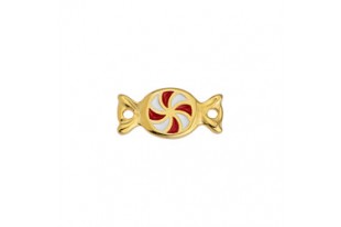 Candy Motif with 2 Rings - Gold Red 8X17mm - 1pc