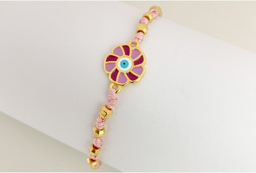 Link Tondo Fiore - Oro Viola 18x13mm - 1pz 2
