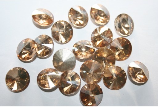 Cabochon Rivoli Tondo Cristallo - Oro 16mm - 4pz