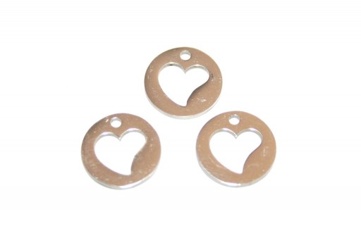 Charms in Acciaio Platino - Cuore 12mm - 2pz
