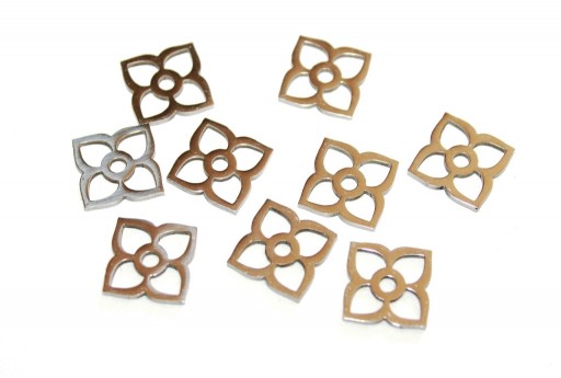 Charms in Acciaio Platino - Quadrifoglio 13mm - 2pz