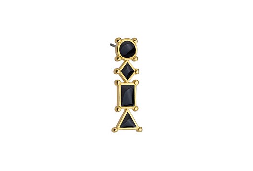 Gold Black Geometric Earring 9x26,5mm - 2pcs