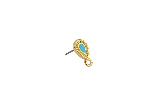 Turquoise Gold Drop Earring 7x13mm - 2pcs