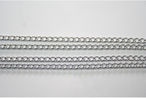 Aluminium Chain 4,4x2,8mm Silver Plated - 2m