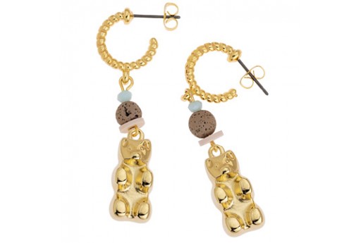 Motif Teddy Bear Pendant - Silver 9,4x21mm - 1pc 2