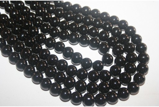 Perline Vetro Nero Sfera 10mm - Filo 44pz