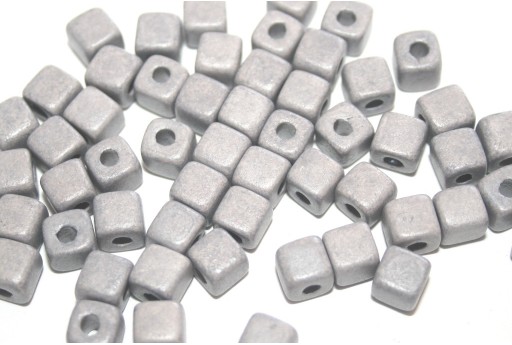 Perline in Ceramica Cubo - Grigio 6,5mm - 20pz