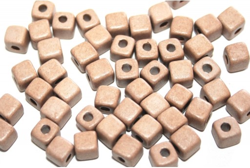 Perline in Ceramica Cubo - Tortora 6,5mm - 20pz