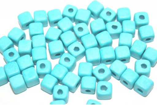 Cube Ceramic Beads - Turquoise 6,5mm - 20pcs