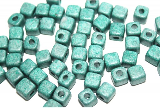 Cube Ceramic Beads - Green 6,5mm - 20pcs